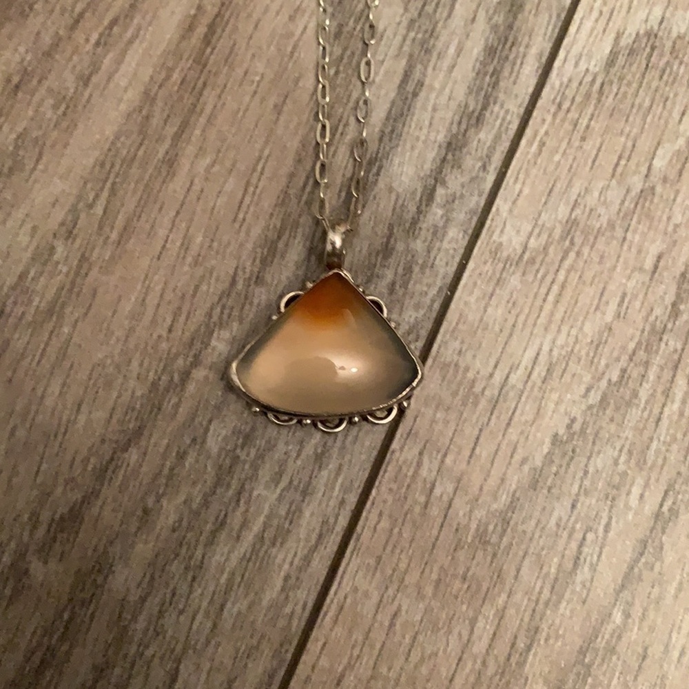 Silver Triangle Stone Necklace - Picture 3 of 7